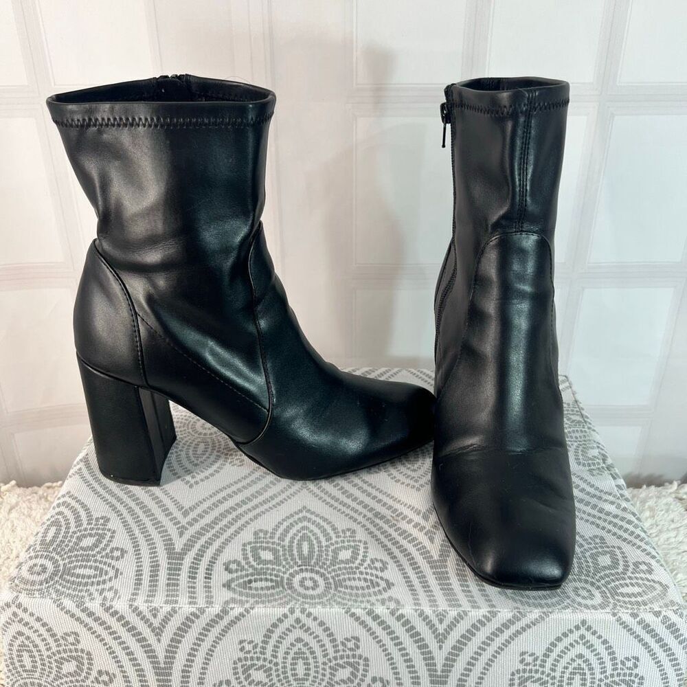 A New Day Tan Almond Toe Side Zip Block Heel Janelle Ankle Dress Bootie Size 11